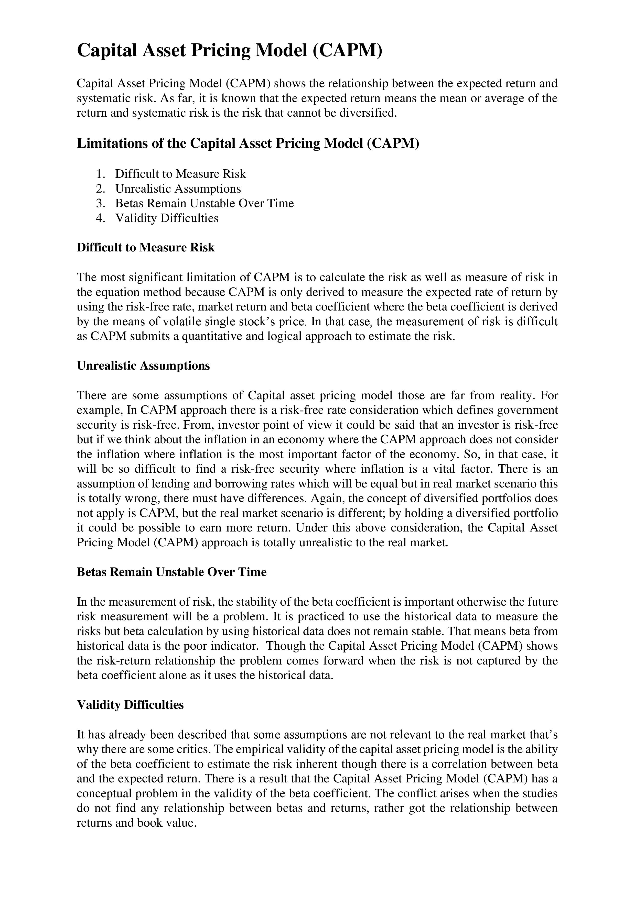 Capital Asset Pricing Model (CAPM)