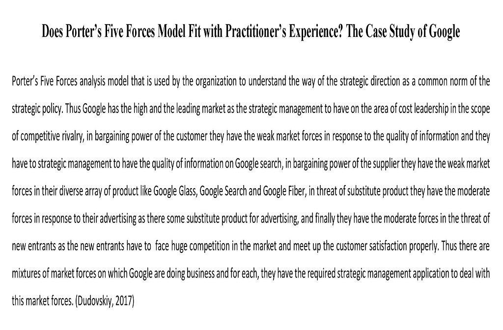 Does Porter’s Five Forces Model Fit with Practitioner’s Experience