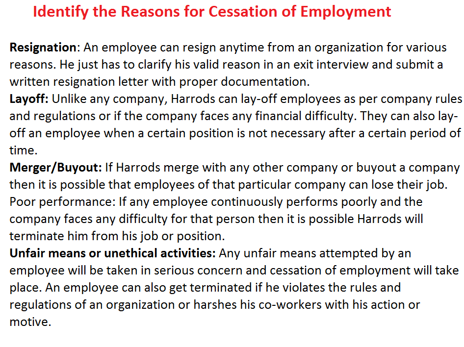 Understanding the Mechanism of Cessation of Employment