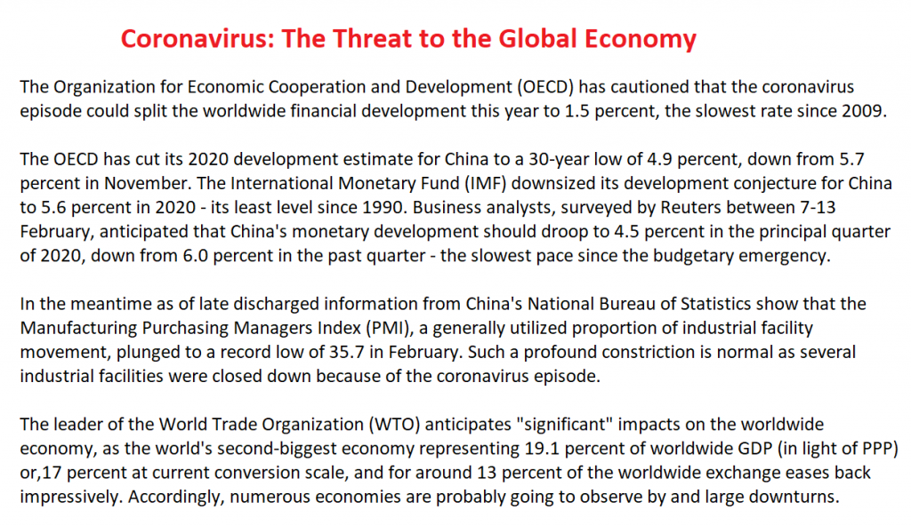 Coronavirus The Threat to the Global Economy