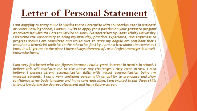 Letter of Personal Statement - CIRCLE OF BUSINESS