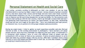 personal statement about health and social care