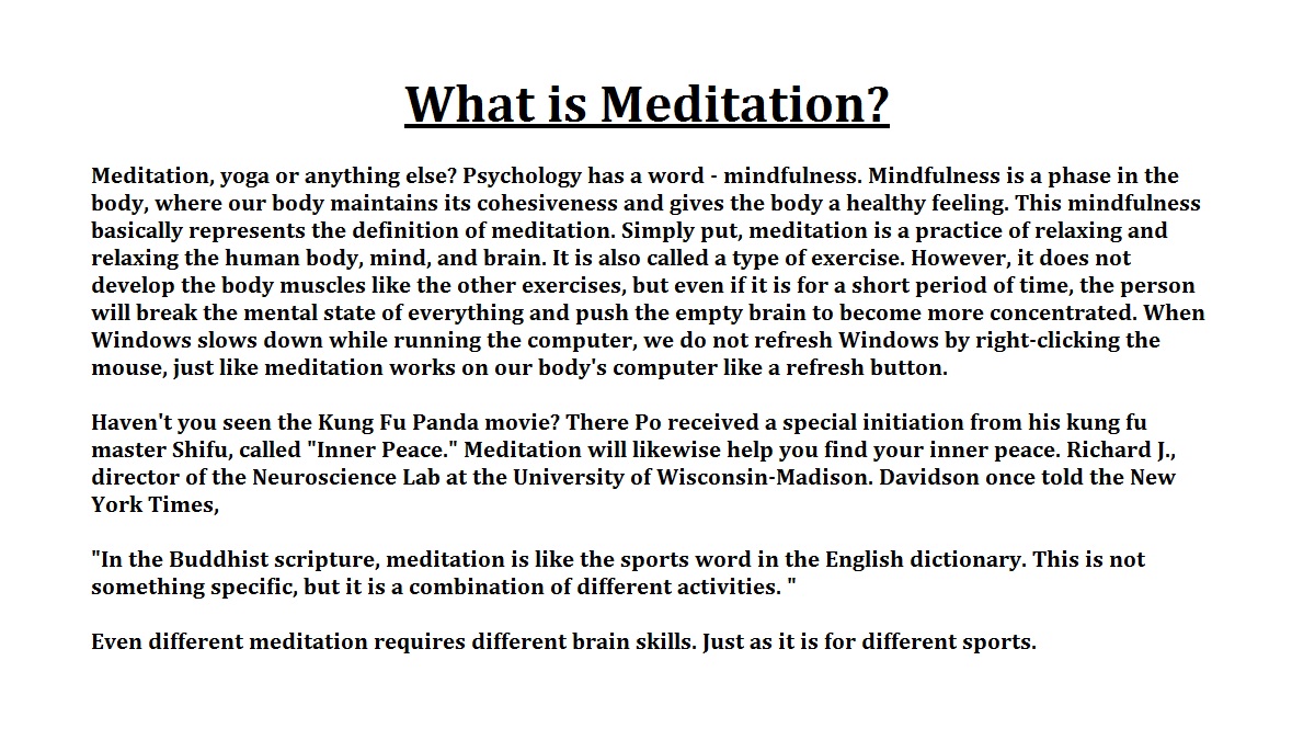 Meditation In The practice of Merit