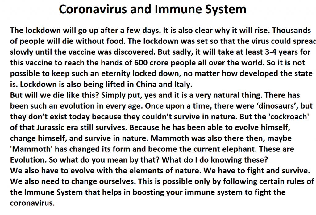 Coronavirus and Immune System