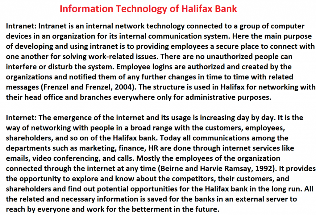 Information Technology of Halifax Bank