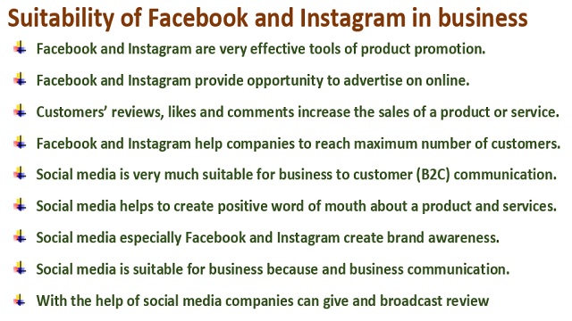 Suitability of Facebook and Instagram in business