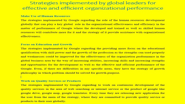 Strategies Implemented by Global Leaders