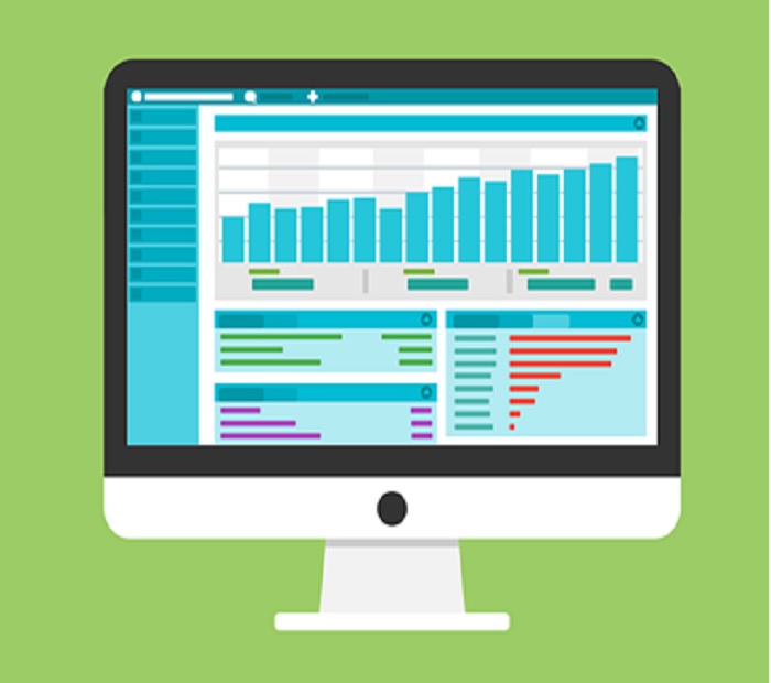 An illustration showing data charts on a computer screen